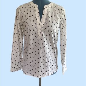 NWOT Vineyard Vines Seahorse Print Cotton/Spandex V-neck Blouse XXS